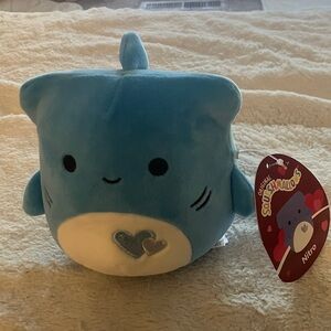 Squishmallows Blue Nitro Hammerhead Plush with Cream Belly and Heart